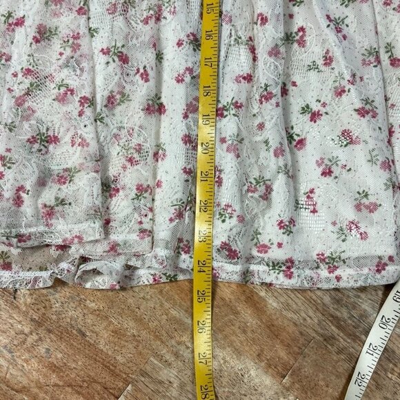 Strapless Floral Lace Midi Dress Womens S/M Smocked Bodice Cottagecore Fairy - Picture 13 of 13